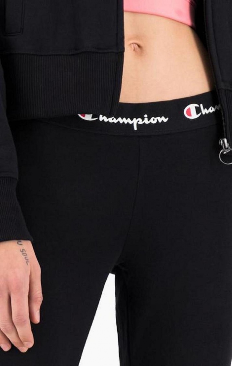 Champion Script Logo Waisy Zip Detail Leggings Jogger Nohavice Damske Čierne | 6123-TXPCF