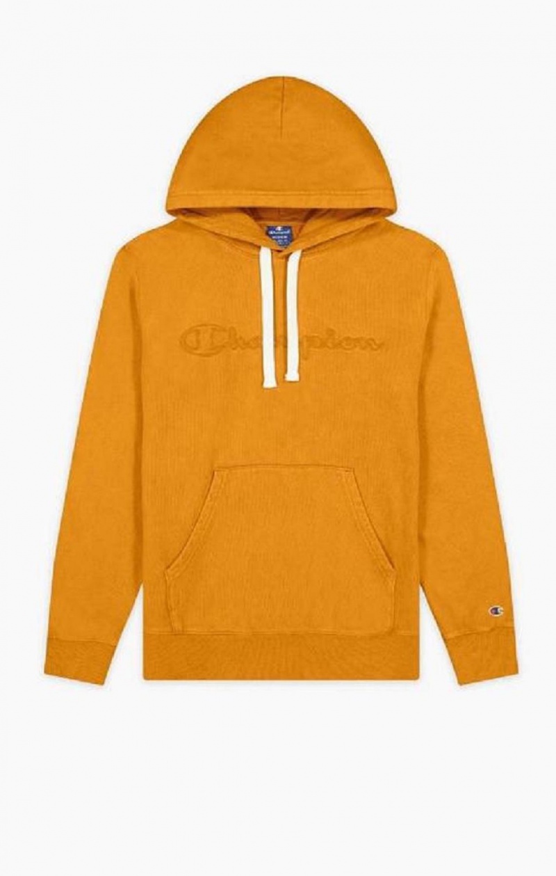 Champion Script Logo Washed Reverse Weave Hoodie Mikina s Kapucnou Panske Oranžové | 3789-HAGOL