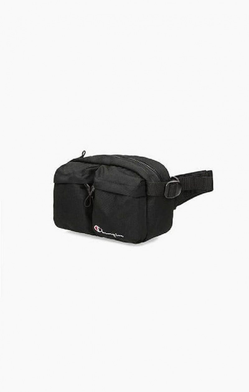 Champion Script Logo Zip Belt Bag Tasky Panske Čierne | 5137-MWKVH