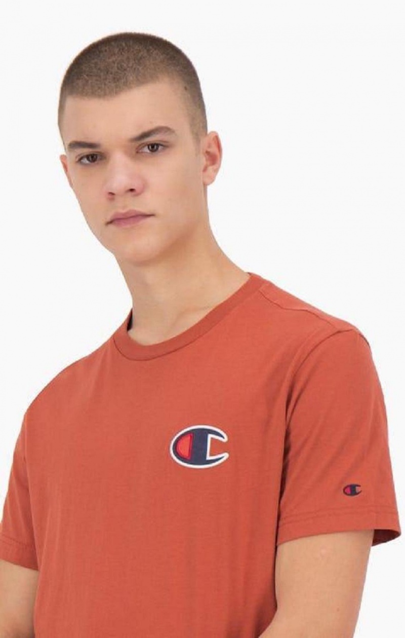 Champion Semisove C Logo Crew Neck T-Shirt Tricko Panske Oranžové | 4302-ROXZP