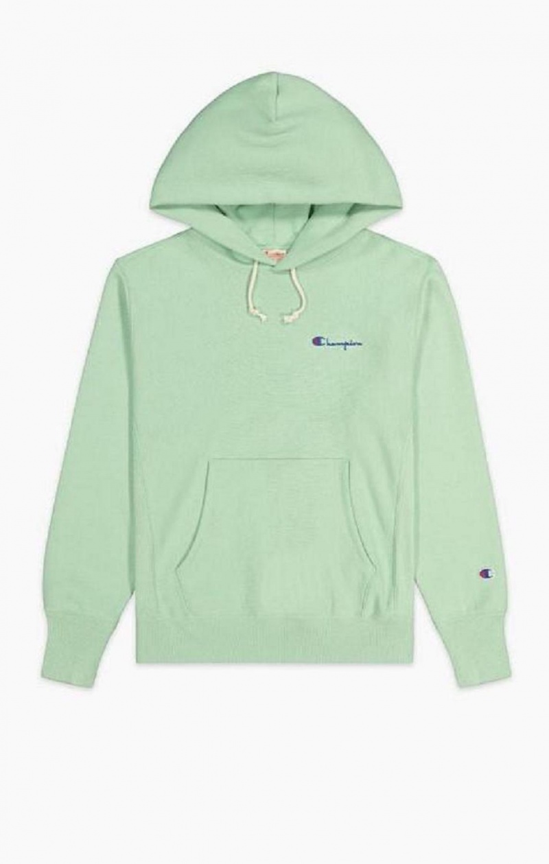 Champion Small Script Logo Hoodie Mikina s Kapucnou Damske Svetlo Zelene | 3289-AIVBD