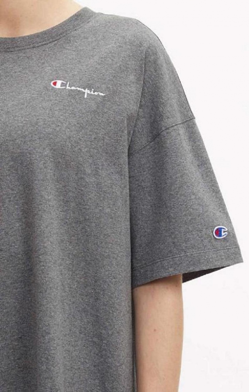 Champion Small Script Logo Oversized T-Shirt Saty Saty Damske Tmavo Siva | 8520-YXRBU