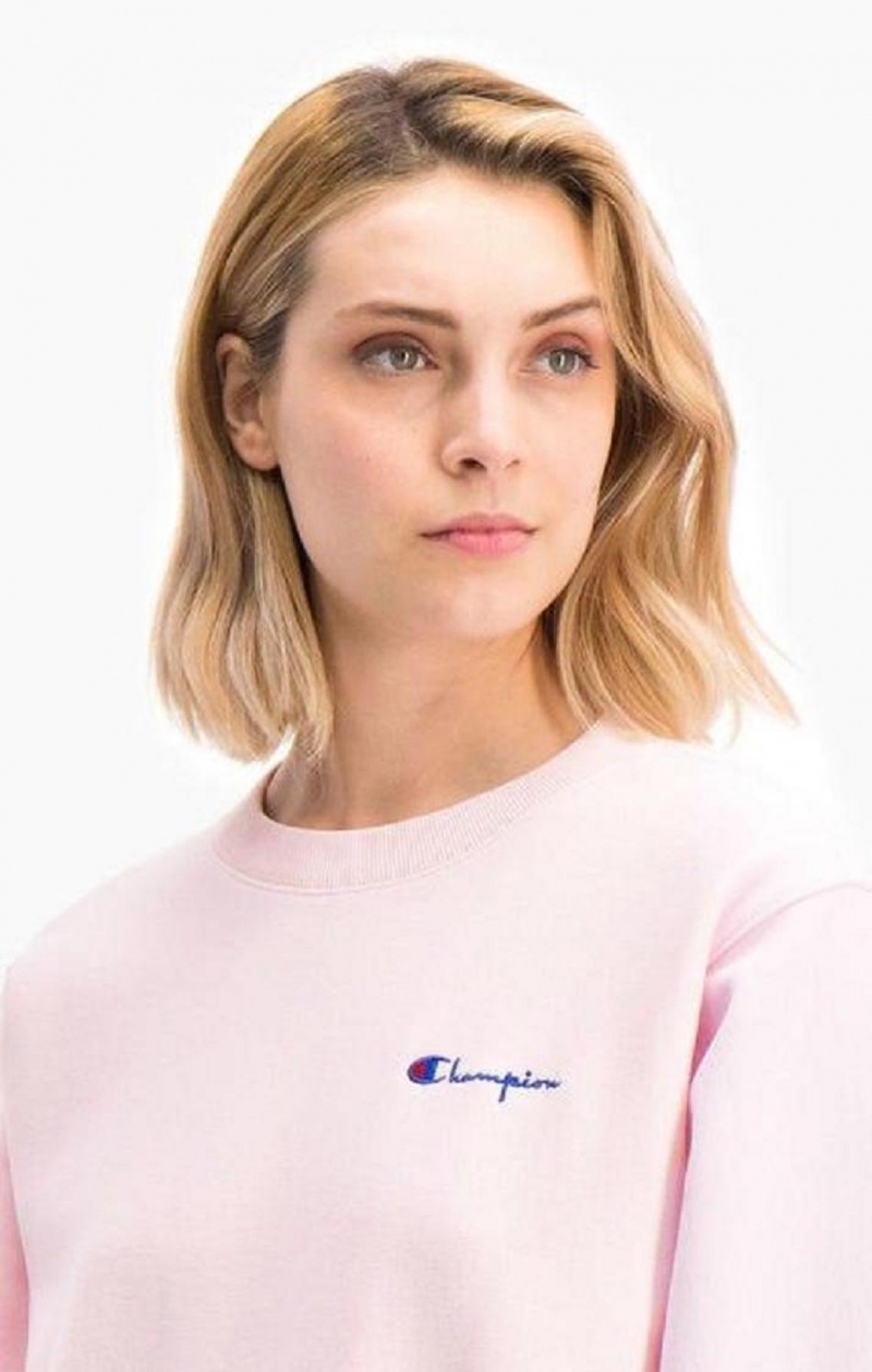 Champion Small Script Logo Reverse Weave Sweatshirt Mikiny Damske Ruzove | 6480-JUAKN