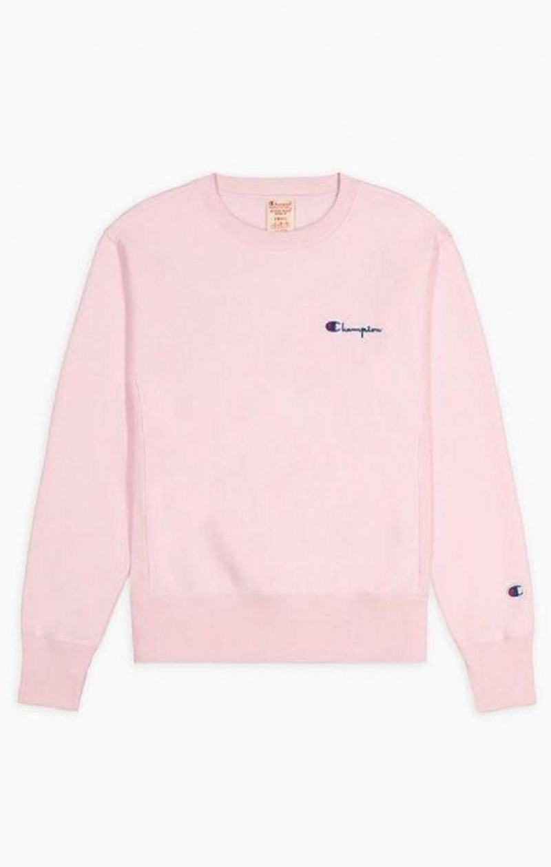 Champion Small Script Logo Reverse Weave Sweatshirt Mikiny Damske Ruzove | 6480-JUAKN