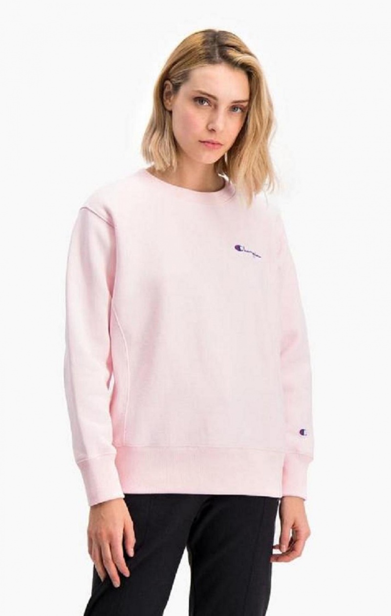 Champion Small Script Logo Reverse Weave Sweatshirt Mikiny Damske Ruzove | 6480-JUAKN