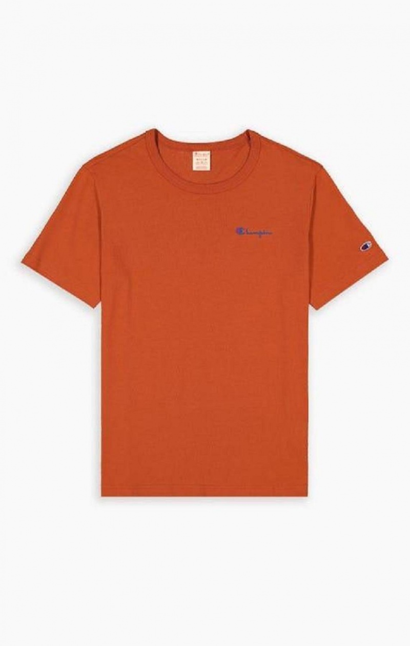 Champion Small Script Logo T-Shirt Tricko Panske Hnede | 4951-MHFSV