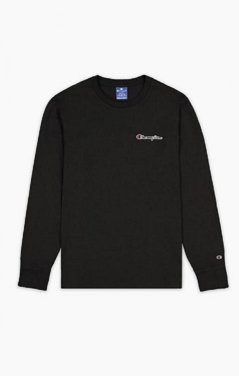 Champion Small Script Logo T-Shirt Tricko Panske Čierne | 3217-UJEKL