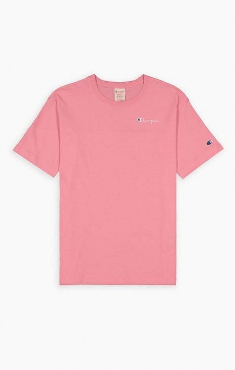 Champion Small Script Logo T-Shirt Tricko Damske Ruzove | 2547-QIUBH