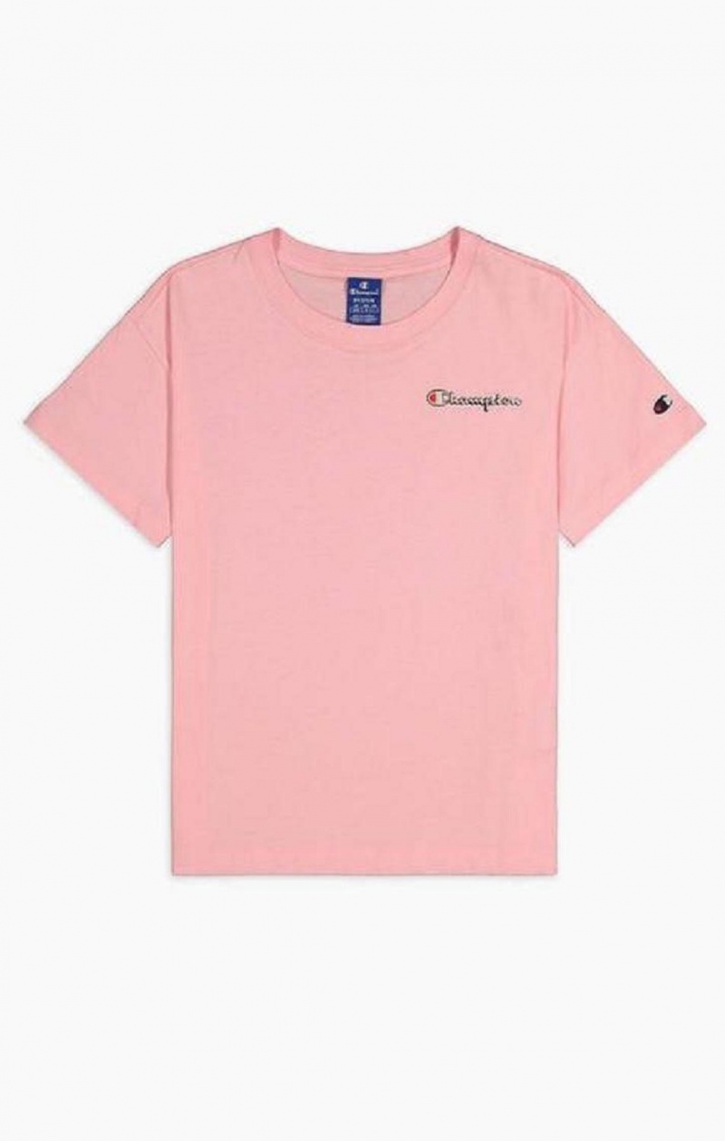 Champion Small Script Logo T-Shirt Tricko Damske Ruzove | 1579-VCNPO