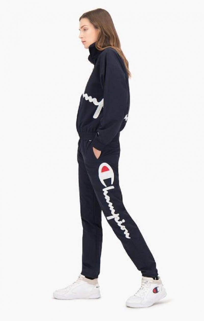 Champion Statement Script Logo Leg Tracking Pants Jogger Nohavice Damske Tmavo Modre | 0249-UOPDS