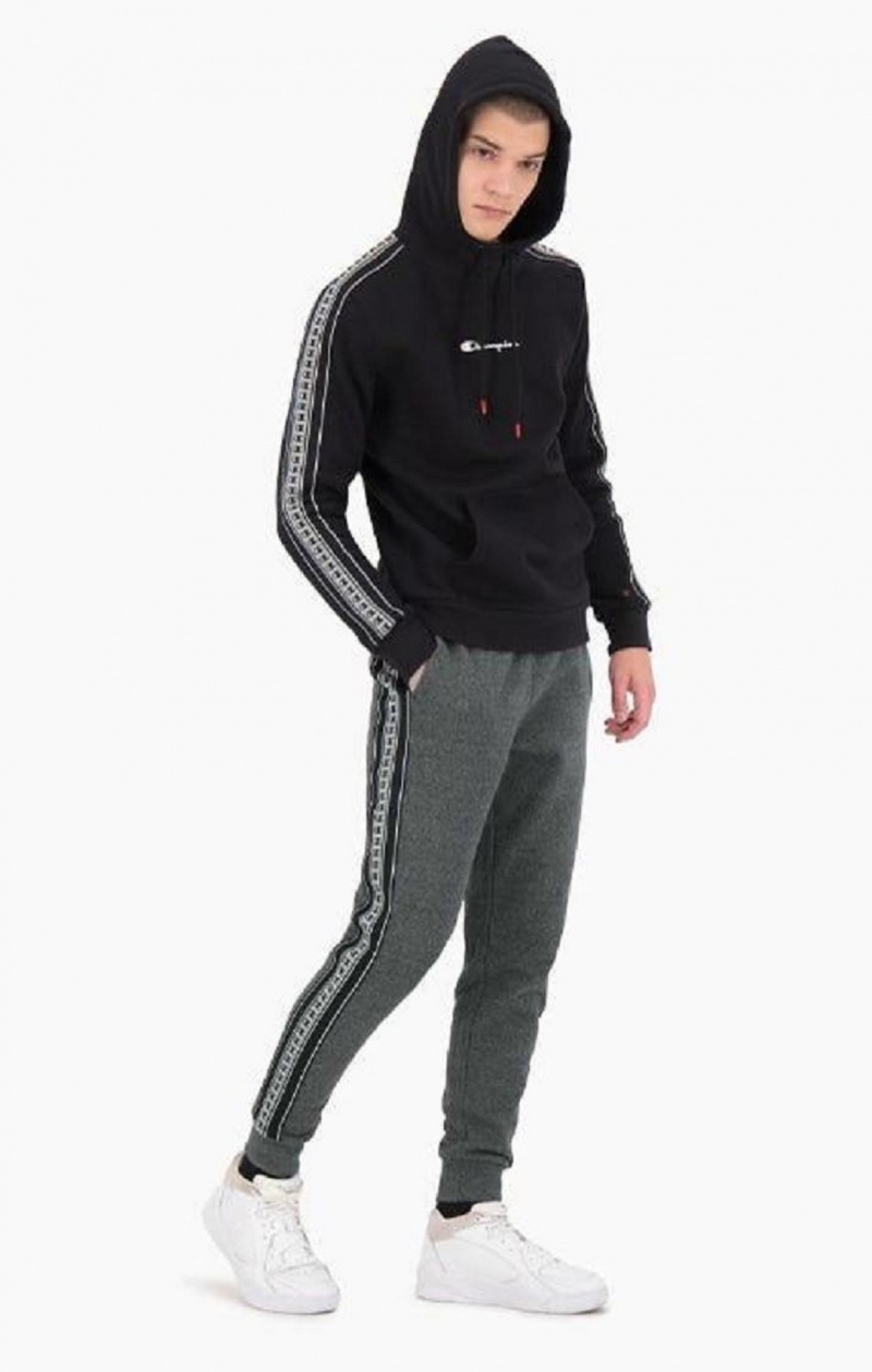 Champion Stripe C Logo Tape Bavlnene Terry Joggers Jogger Nohavice Panske Tmavo Siva | 6359-KHWYL