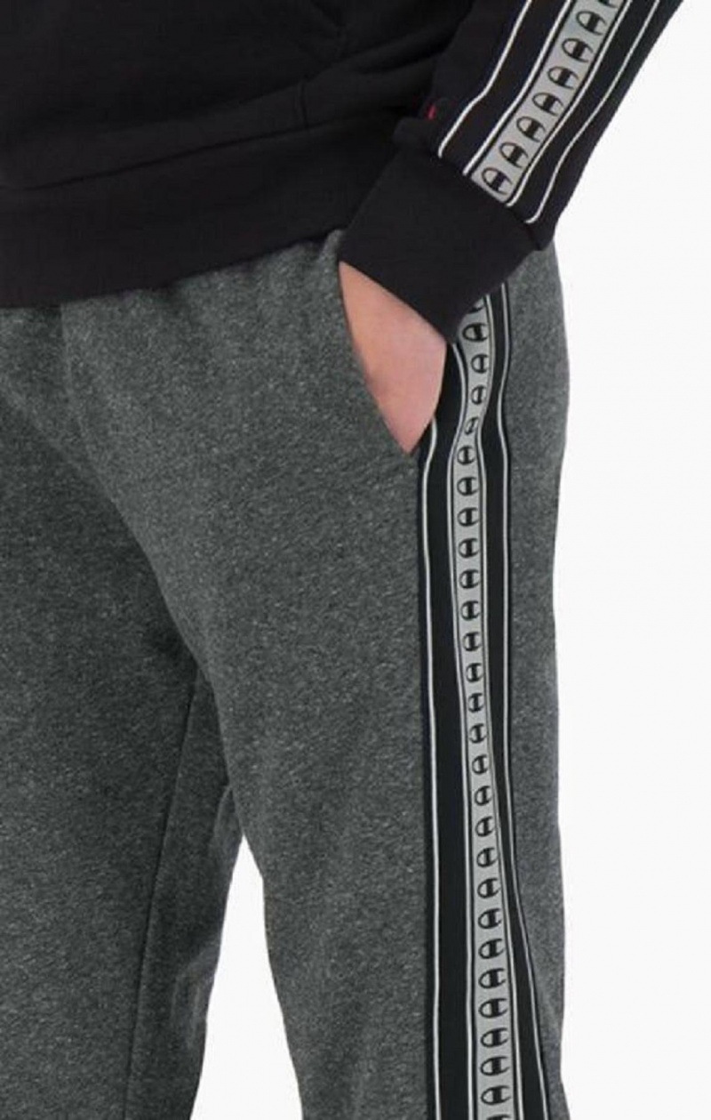 Champion Stripe C Logo Tape Bavlnene Terry Joggers Jogger Nohavice Panske Tmavo Siva | 6359-KHWYL