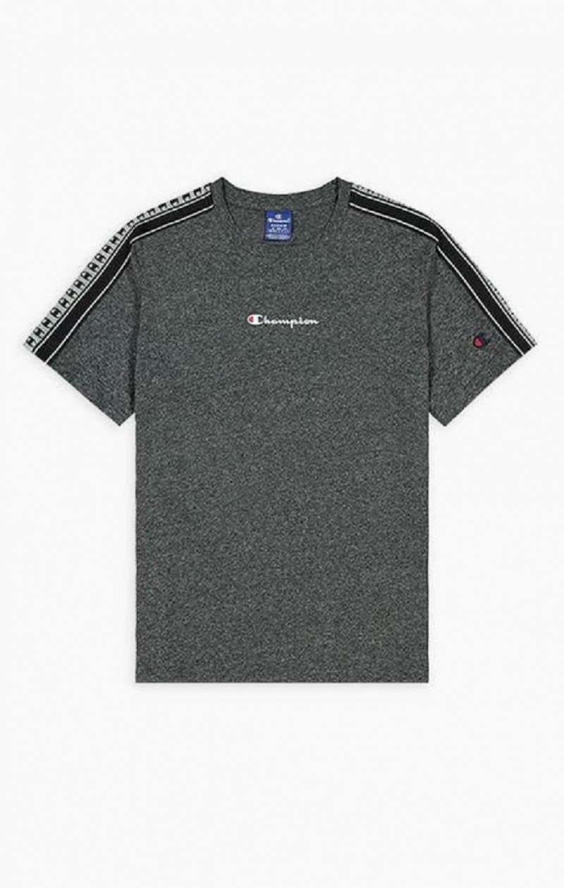 Champion Stripe C Logo Tape Sleeve T-Shirt Tricko Panske Tmavo Siva | 9124-ZFTYW