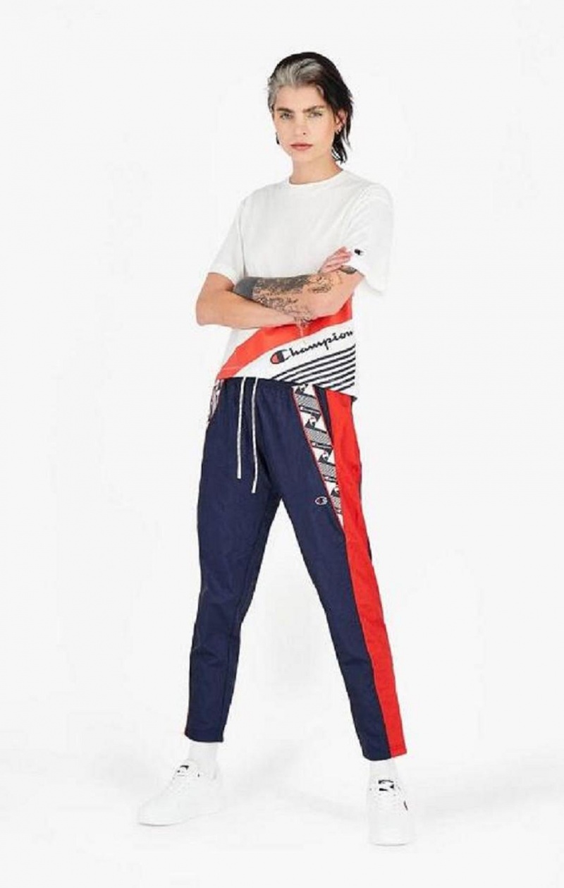 Champion Stripe Logo Tape Insert Cigarette Pants Jogger Nohavice Damske Tmavo Tyrkysové | 1203-MIPLJ