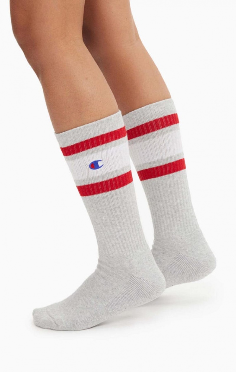 Champion Stripe Rebrovaný Crew Socks Ponozky Damske Svetlo Siva | 4953-NZHOB