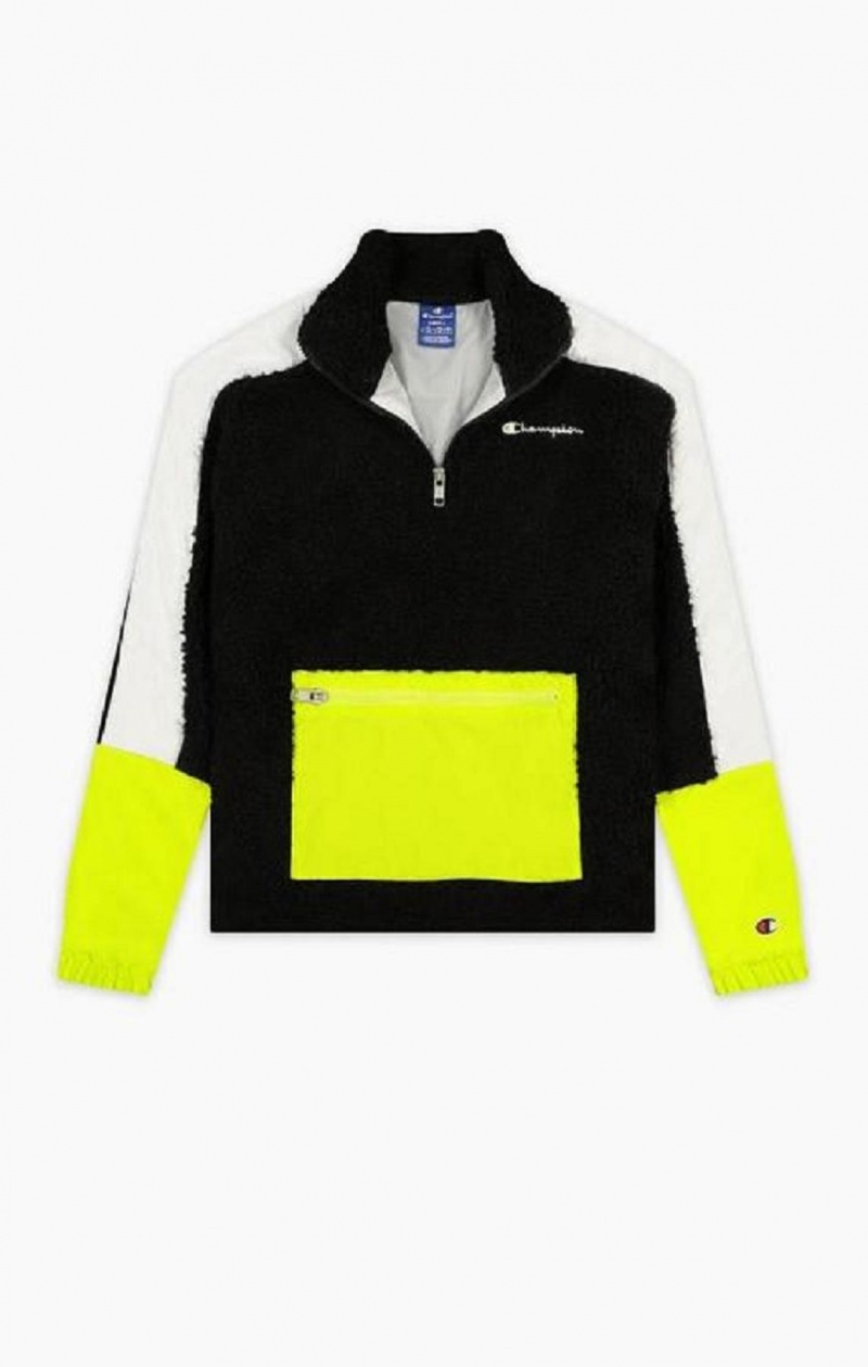 Champion Teddy Polar Fleece Colour Block Tracking Jacket Bundy Damske Čierne | 3902-IBAFY