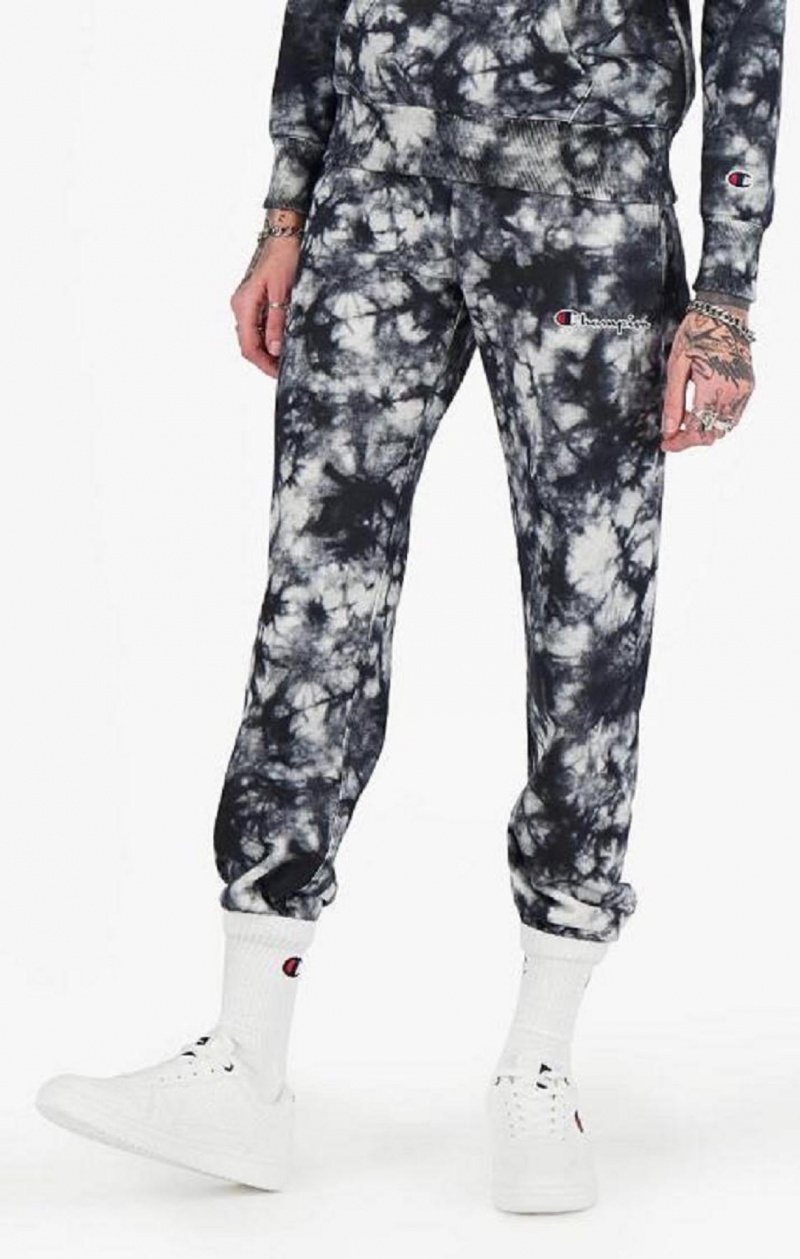 Champion Tie Dye Digitálny Print Joggers Jogger Nohavice Damske Čierne Biele | 9402-GJEHC