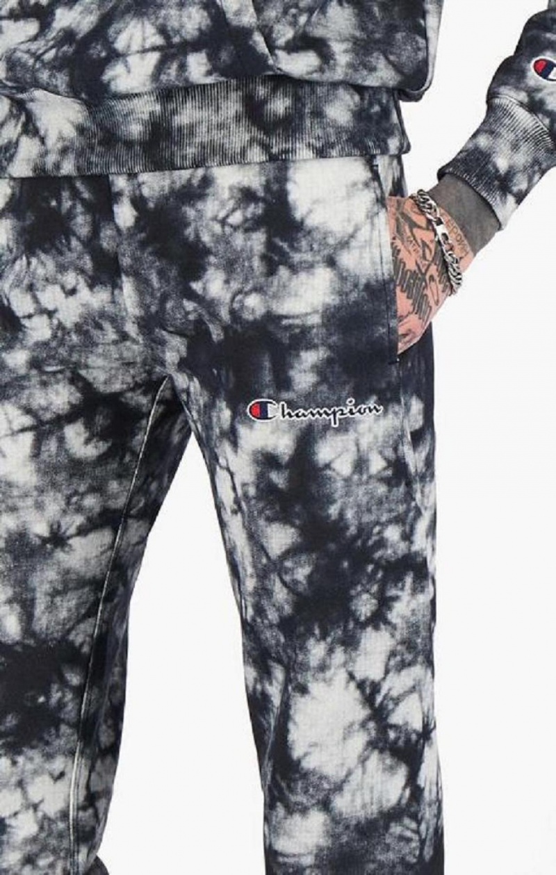 Champion Tie Dye Digitálny Print Joggers Jogger Nohavice Damske Čierne Biele | 9402-GJEHC