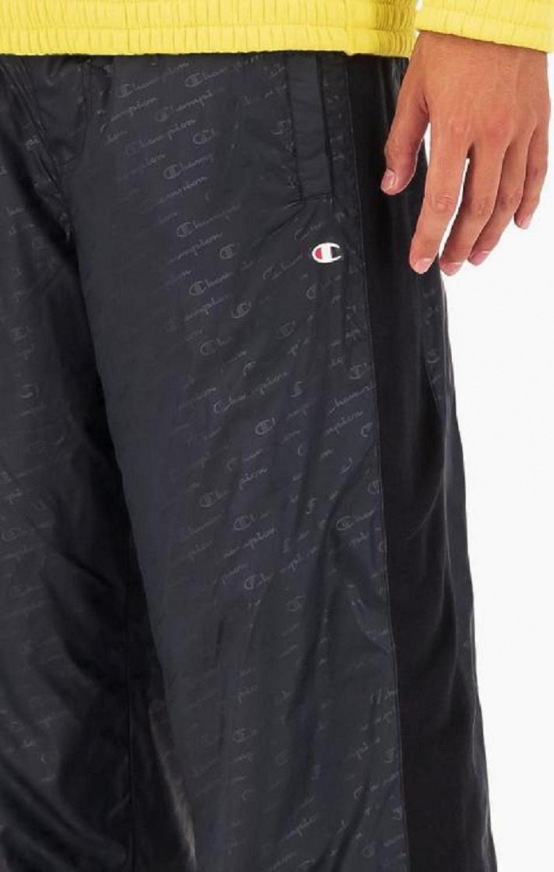 Champion Tonal Script Logo Nylon Tracking Pants Jogger Nohavice Panske Čierne | 7826-TGEJB