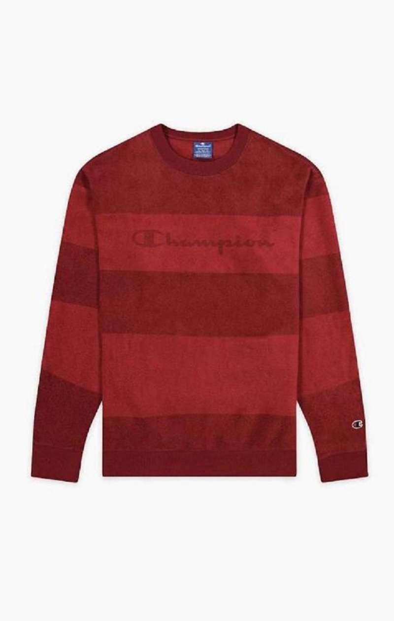 Champion Tonal Stripe Script Logo Fleece Sweatshirt Mikiny Panske Bordove | 6028-OPLXZ