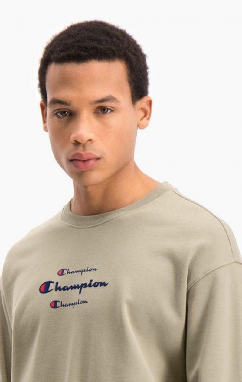 Champion Triple Script Logo Cargo Pocket Sweatshirt Mikiny Panske Béžové | 1539-PLXKF