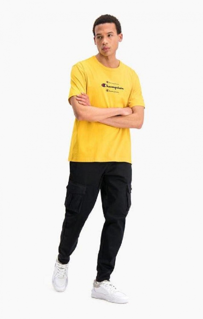 Champion Triple Script Logo T-Shirt Tricko Panske Zlate | 9856-HUQYS