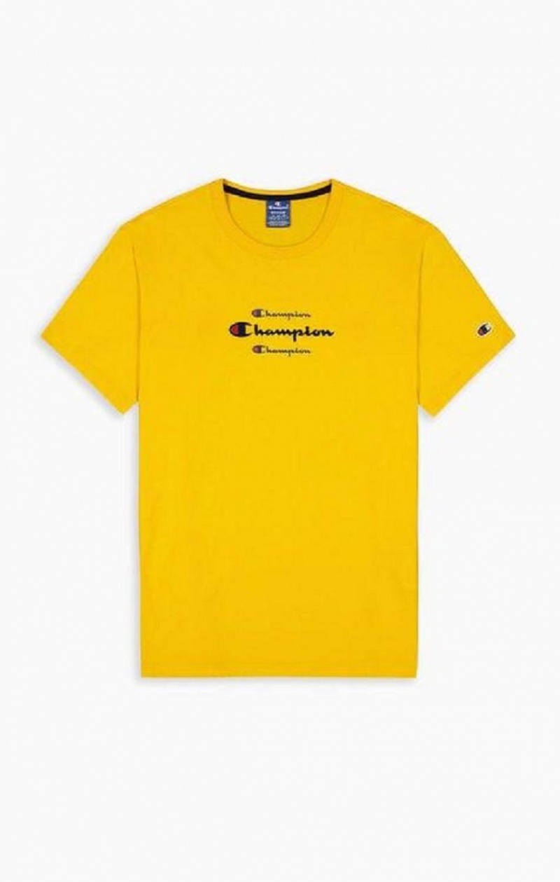 Champion Triple Script Logo T-Shirt Tricko Panske Zlate | 9856-HUQYS