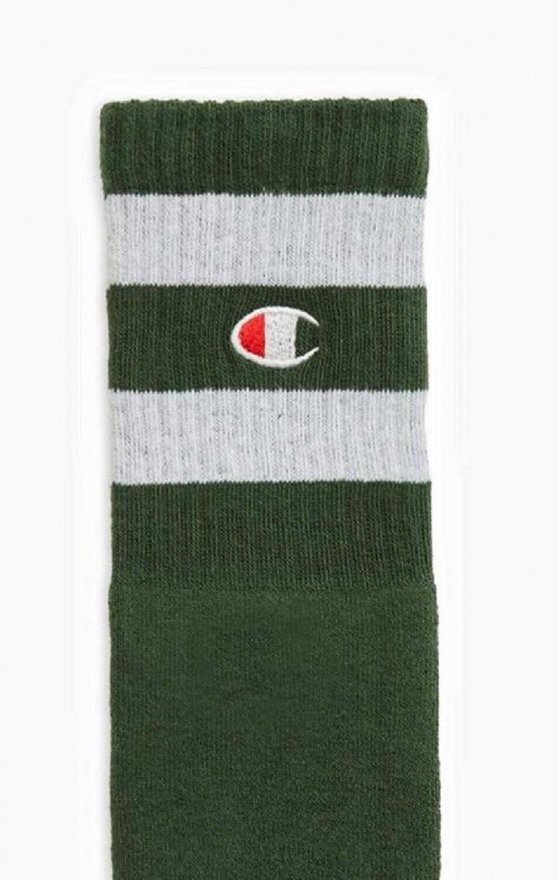 Champion Tube Stripe Crew Socks Ponozky Damske Zelene | 0396-IBKJH