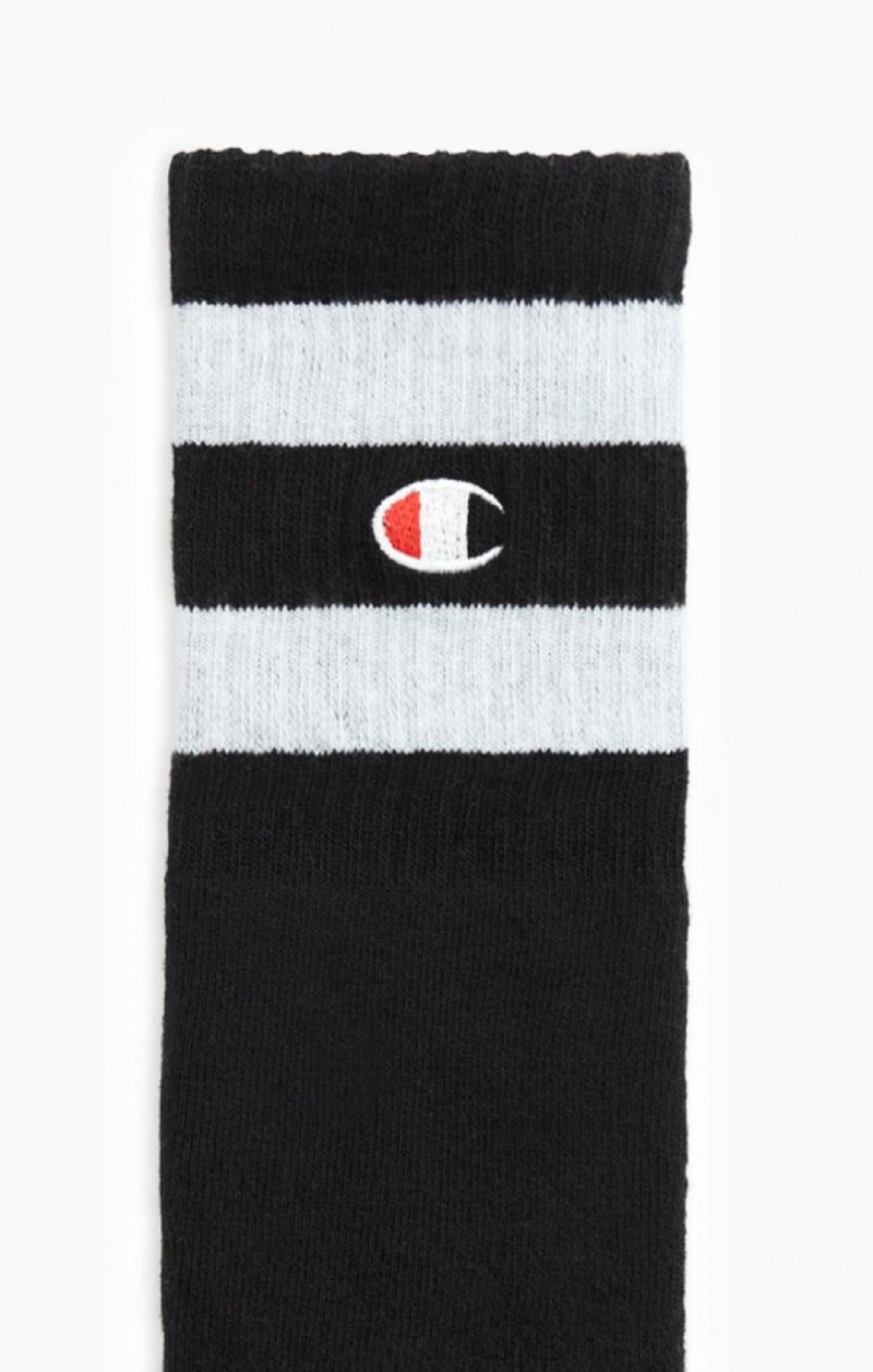 Champion Tube Stripe Crew Socks Ponozky Damske Čierne | 9104-EFCAH