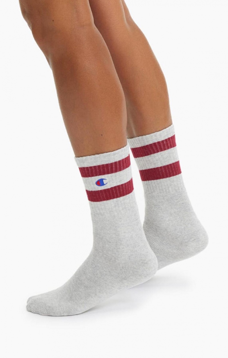 Champion Tube Stripe Crew Socks Ponozky Damske Svetlo Siva | 4512-FRAIU