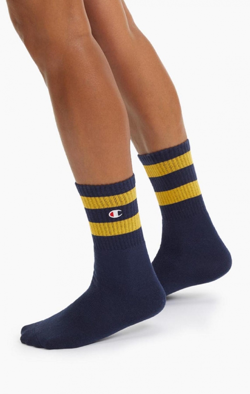 Champion Tube Stripe Crew Socks Ponozky Panske Tmavo Modre | 1562-LMPJE