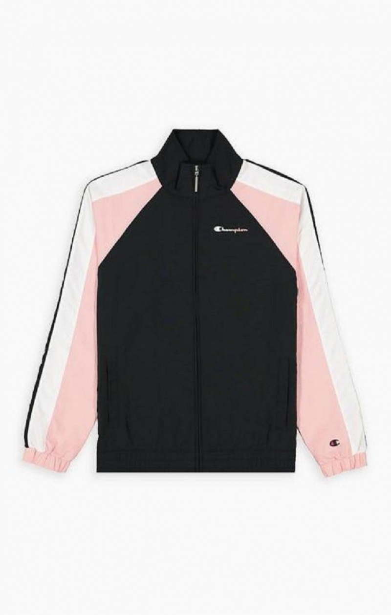 Champion Two Tone Stripe Seam Tracking Jacket Bundy Damske Čierne Ruzove | 9680-HWBDT