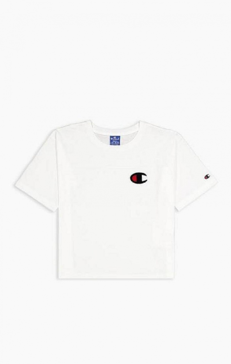 Champion Velvet C Logo T-Shirt Tricko Damske Biele | 8614-WFTAZ