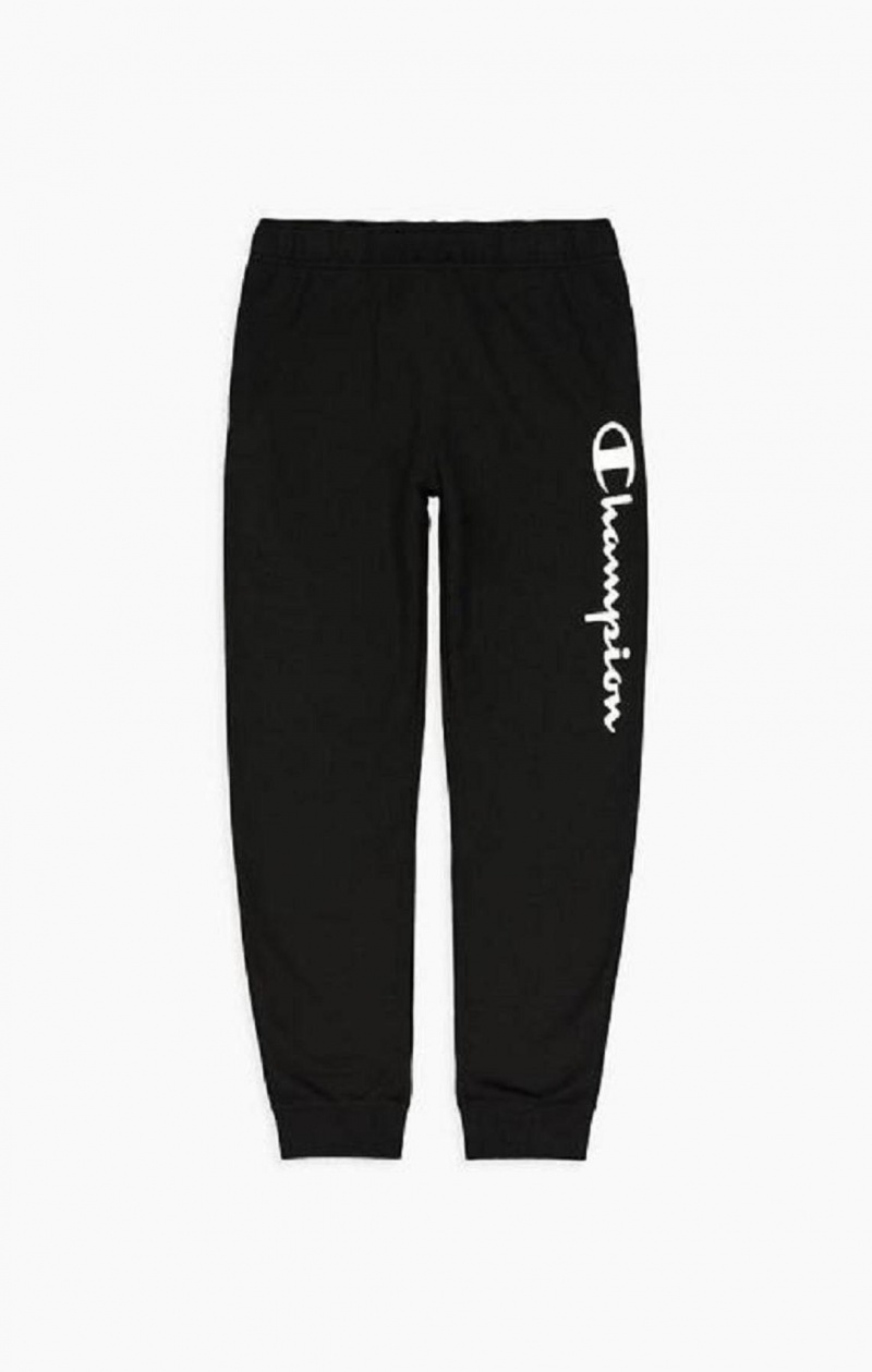 Champion Vertical Script Logo Print Joggers Jogger Nohavice Panske Čierne | 6134-BMRWF