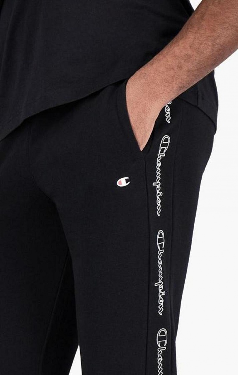 Champion Vertical Script Logo Print Joggers Jogger Nohavice Panske Čierne | 7485-XEBJQ