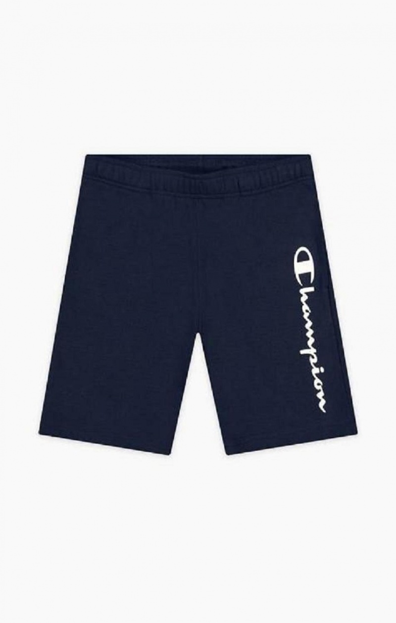 Champion Vertical Script Logo Shorts Kratasy Panske Tmavo Modre | 4756-SCLKR