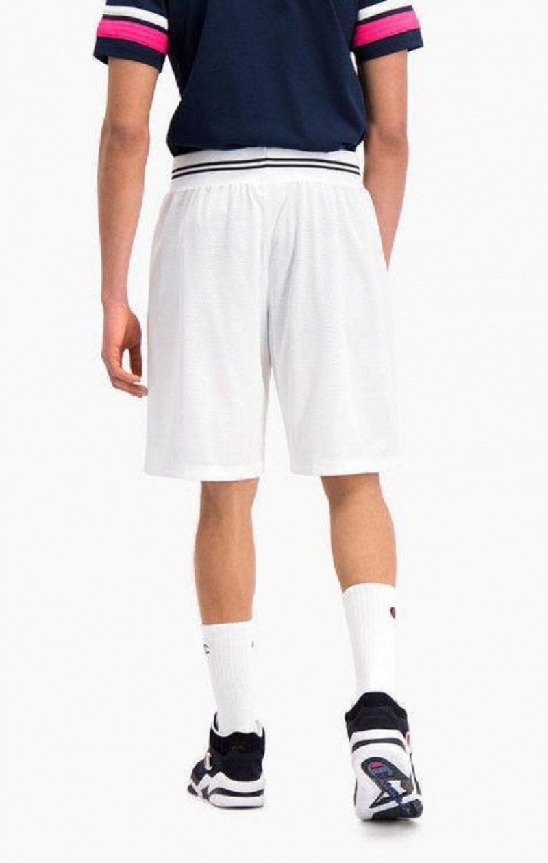 Champion Vertical Script Logo Shorts Kratasy Panske Biele | 2710-FWNRZ