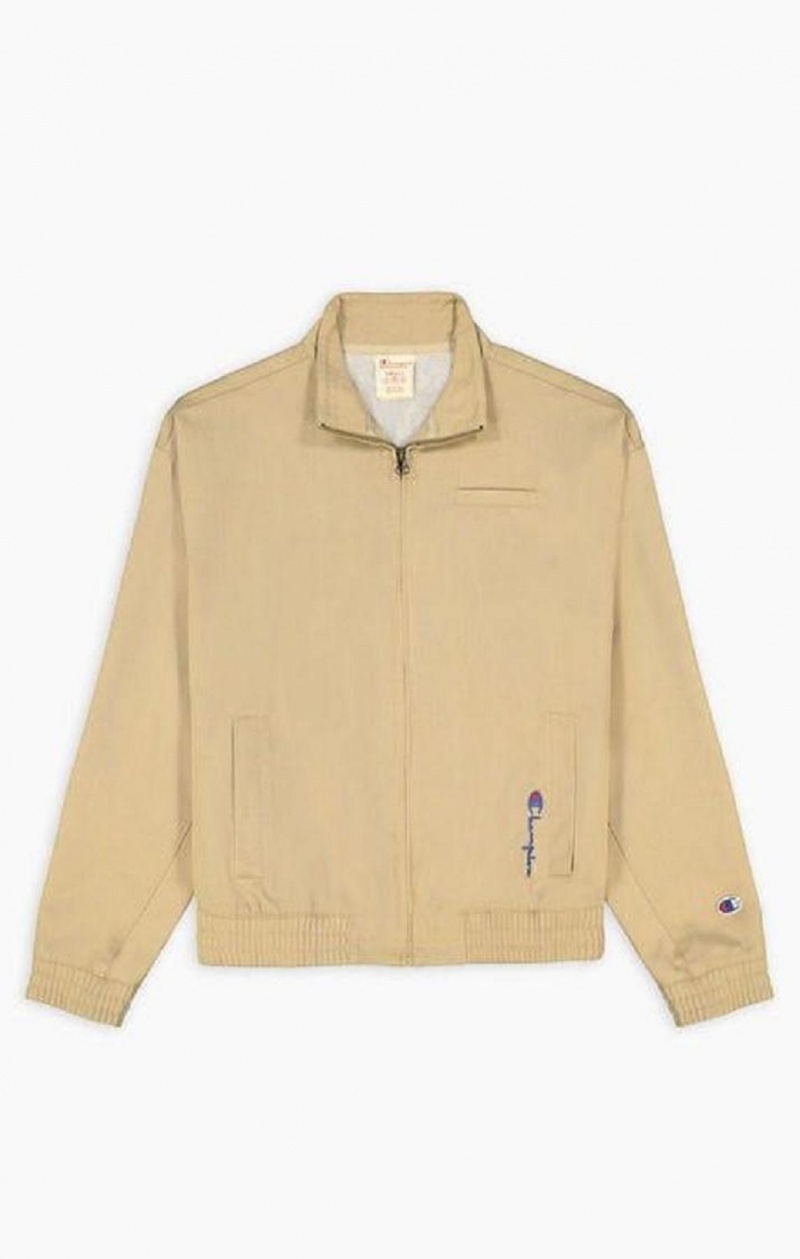 Champion Vertical Script Logo Woven Jacket Bundy Damske Béžové | 1928-WHSME