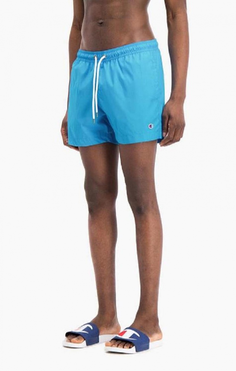 Champion Vody Reacting Script Logo Print Swim Shorts Plavky Panske Modre | 0317-CEWZD