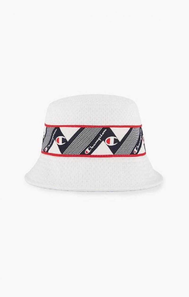 Champion Zig Zag Logo Tape Bucket Hat Klobuky Damske Biele | 0953-EMYIP