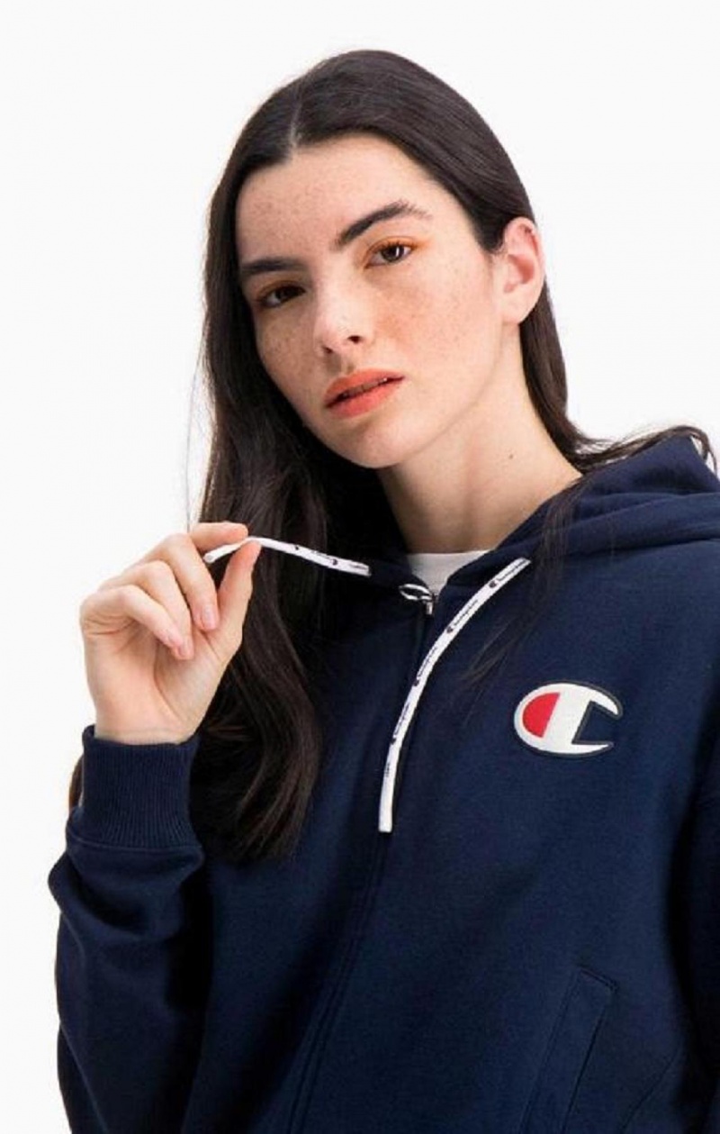 Champion Zip-Through C Logo Hoodie Mikina s Kapucnou Damske Tmavo Tyrkysové | 8961-IMWTJ