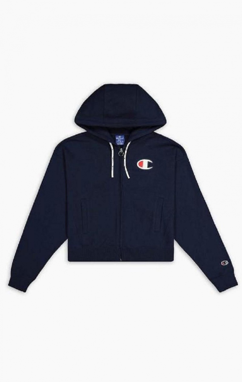 Champion Zip-Through C Logo Hoodie Mikina s Kapucnou Damske Tmavo Tyrkysové | 8961-IMWTJ