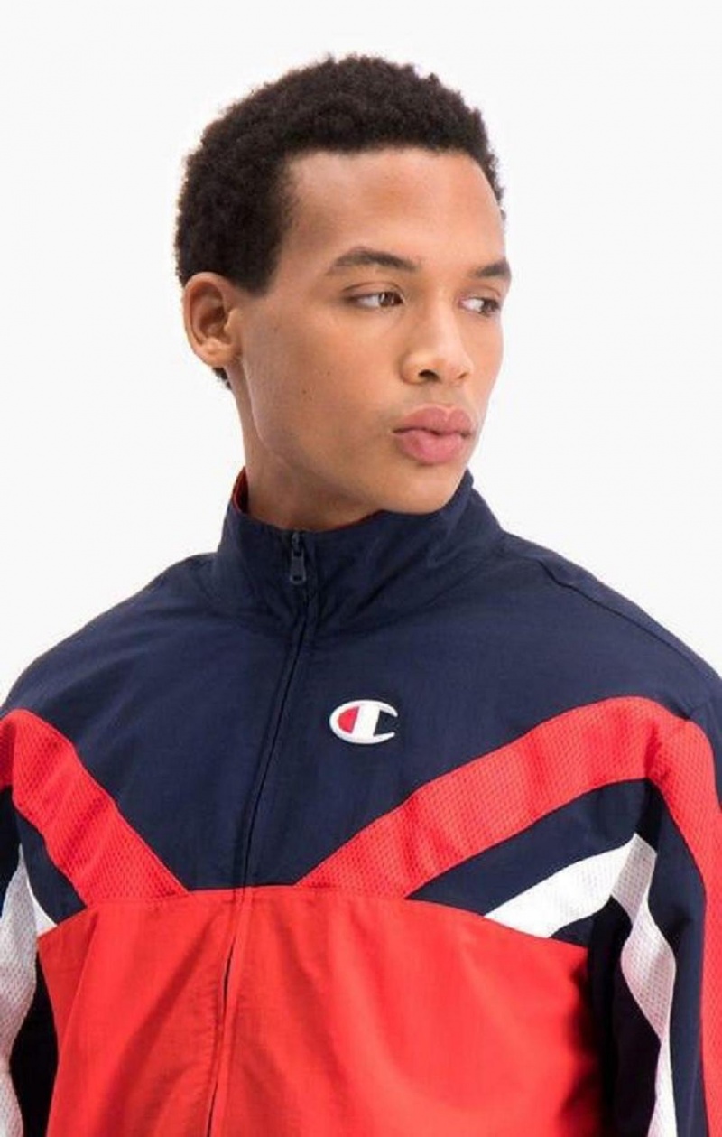 Champion Zip-Up Colour Block And Stripe Tracking Jacket Bundy Panske Červené | 9864-JICZO