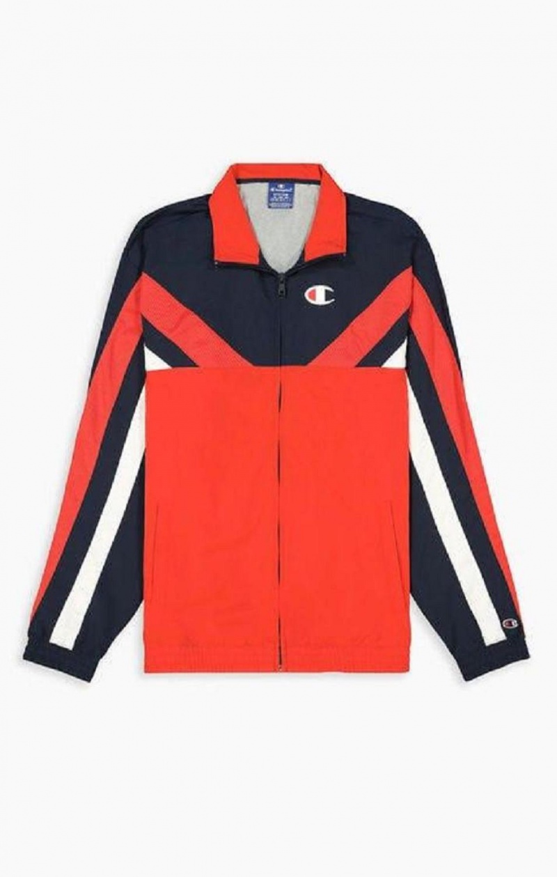 Champion Zip-Up Colour Block And Stripe Tracking Jacket Bundy Panske Červené | 9864-JICZO