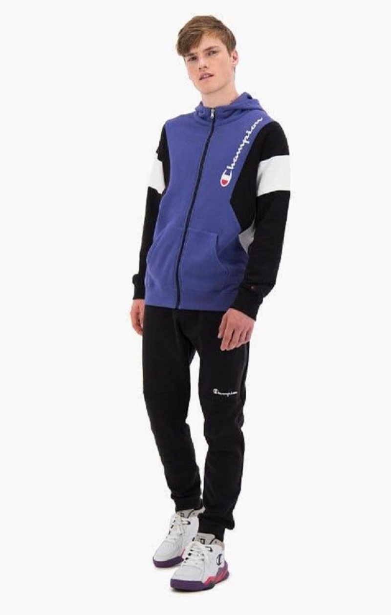 Champion Zip-Up Colour Block Bavlnene Terry S Kapucňou Jacket Mikina s Kapucnou Panske Lavendel | 9548-OBDEY