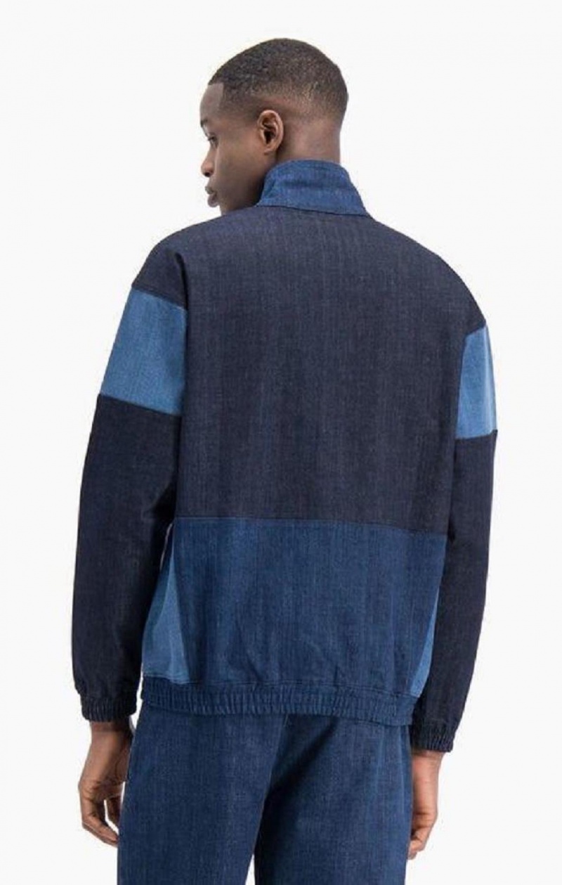 Champion Zip-Up Denim Patchwork Sweatshirt Mikiny Panske Tyrkysové Modre | 0581-PDHBR