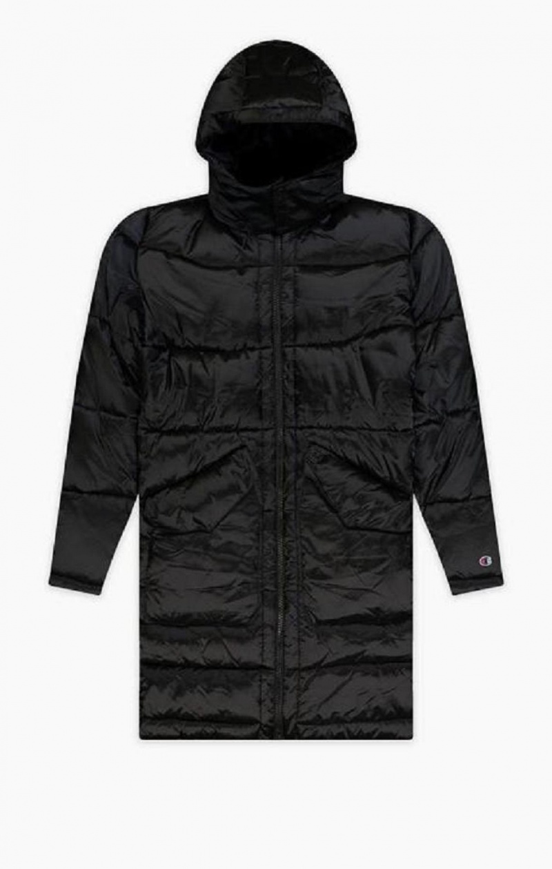 Champion Zip-Up Polstrované Long S Kapucňou Jacket Bundy Panske Tmavo Modre | 0349-MLKZQ