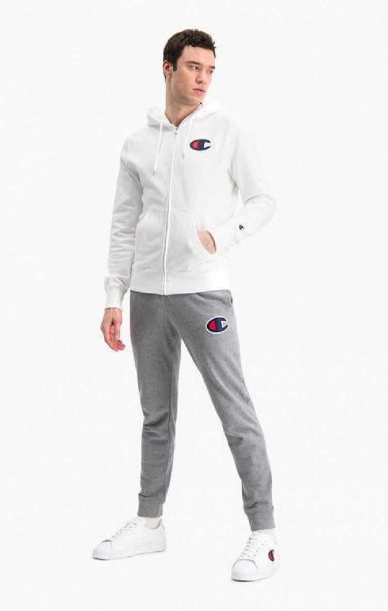 Champion Zip-Up Satin C Logo Hoodie Mikina s Kapucnou Panske Biele | 8619-XUCHR