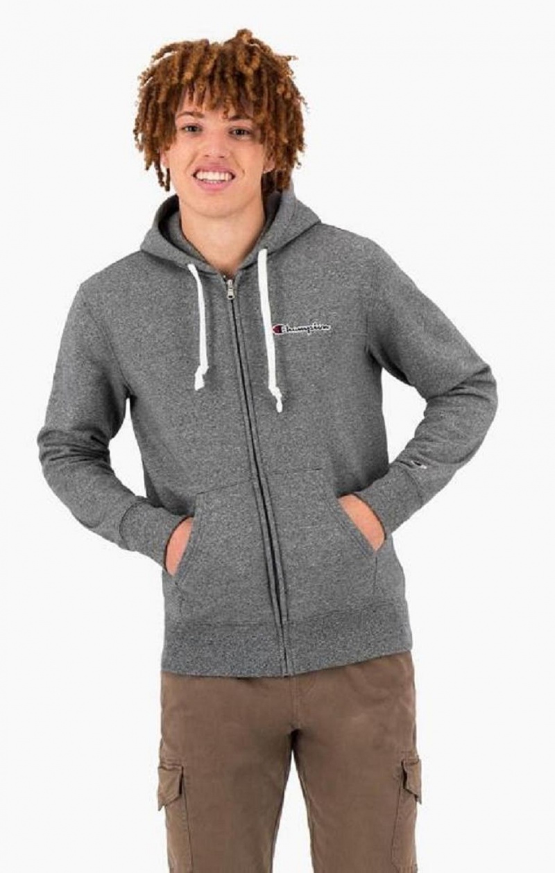 Champion Zip-Up Script Logo Hoodie Mikina s Kapucnou Panske Svetlo Siva | 6953-CFRIM