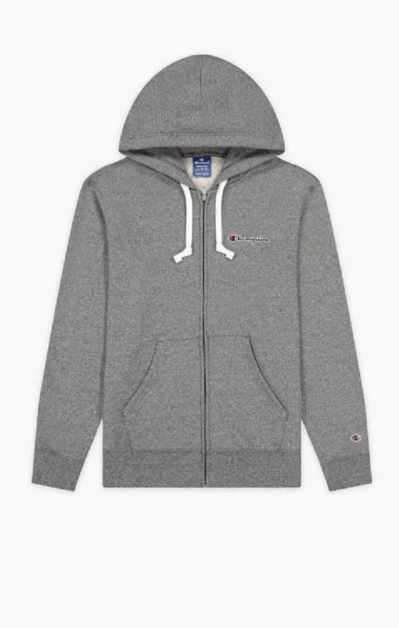 Champion Zip-Up Script Logo Hoodie Mikina s Kapucnou Panske Svetlo Siva | 6953-CFRIM